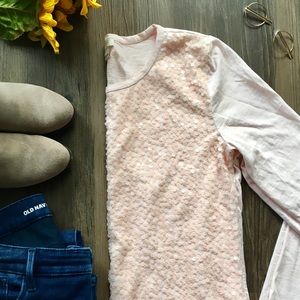 J Crew Long Sleeved Sequin Front Shirt